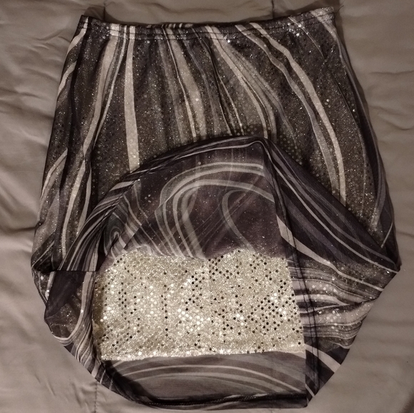 Y2K Tragically Hip Sheer Galaxy Swirl Over Silver Sequins Mini Skirt. - Picture 4 of 8